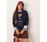 Polo Ralph Lauren - Maglione blu navy con orsetto e bandiera L