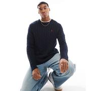 Polo Ralph Lauren - Maglione lavorato a trecce in filato di cotone blu navy con icona del logo L