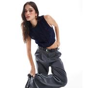 Polo Ralph Lauren - Maglione lavorato a trecce senza maniche color blu navy con logo L