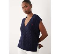 Polo Ralph Lauren - Maglione senza maniche in cotone lavorato a trecce blu navy M
