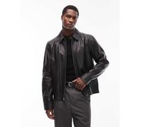 Polo Ralph Lauren - Maxwell - Giacca harrington nera in pelle foderata con icona del logo-Nero L