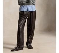 Polo Ralph Lauren Pantaloni in pelle con pieghe e cintura IT 52 Brown