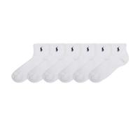 POLO RALPH LAUREN Performance Cotton Ankle Socks-6 Pair Pack-Breathable Mesh & Sport Cushioning Cuscino Quarter, Bianco, 3.5-9 UK (Pacco da 6) Donna