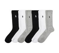 Polo Ralph Lauren Performance Cotton Crew Socks-6 Pair Pack-Breathable Mesh & Sport Cushioning Cushion, Grigio Assortiti, 3.5-9 UK (Pacco da 6) Donna