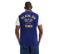 Polo Ralph Lauren - Polo piqué classica oversize blu scuro con stampa sul retro e applicazione a P-Blu navy S