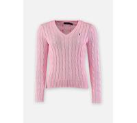 Polo Ralph Lauren - Pull torsadé à col V en coton Rosa - Abbigliamento L Rosa