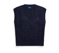 Polo Ralph Lauren - Maglione senza maniche in cotone lavorato a trecce blu navy S