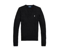 Polo Ralph Lauren - Kimberly - Maglione stile polo in cotone a trecce nero con logo e scollo a V XS