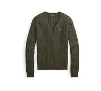 Polo Ralph Lauren, ,Knitwear ,Donna ,Verde ,S Pullover Scollo a V in Maglia a Trecce