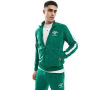 Polo Ralph Lauren - Run Club P-Wing - Giacca sportiva in spugna di cotone verde medio con logo e fettuccia sulle maniche in coordinato S