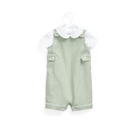 Polo Ralph Lauren Set body in cotone e salopette in lino 24 MESI Verde chiaro/Bianco