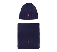 Polo Ralph Lauren - Set Cappello con Risvolto e Sciarpa a Coste - - Accessories - Uomo - Blu - ONE SIZE