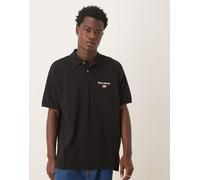 Polo Ralph Lauren - Sport Capsule - Polo nera in piqué oversize con logo e bandiera-Nero M