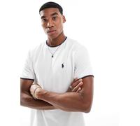 Polo Ralph Lauren - T-shirt classica oversize bianca piqué con logo e bordi a contrasto-Bianco L