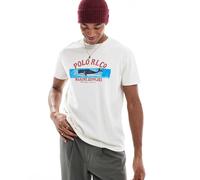 Polo Ralph Lauren - T-shirt classica oversize bianco sporco fiammato con stampa del logo con balena XL