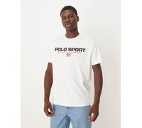 Polo Ralph Lauren - T-shirt classica sportiva bianca con logo grande e bandiera sul petto-Bianco M