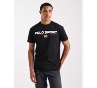 Polo Ralph Lauren - T-shirt classica sportiva nera con logo grande e bandiera sul petto-Nero M
