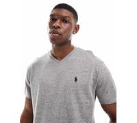Polo Ralph Lauren - T-shirt color grigio mélange con scollo a V e logo S