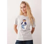 Polo Ralph Lauren - T-shirt comoda grigio mélange chiaro con stampa di orso L