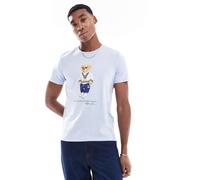 Polo Ralph Lauren - T-shirt custom fit blu chiaro con stampa di orsetto heritage S