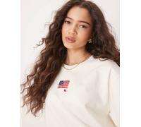 Polo Ralph Lauren - T-shirt squadrata bianco sporco con stampa di bandiera XS