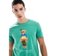 Polo Ralph Lauren - T-shirt verde medio con stampa Polo Bear a tema spiaggia S