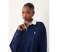 Polo Ralph Lauren top rugby oversize con colletto a contrasto navy-blu navy S