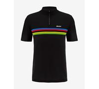 Polo Santini x UCI World Champion manica corta nero arcobaleno - XL