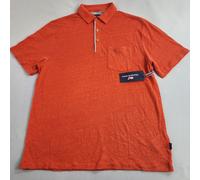 Polo Shirt Vineyard Vines M Medio 42" Arancione 3 Bottoni Lino Tasca $98 Uomo