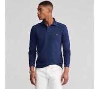 Polo slim in piqué a maniche lunghe Blu M Tinta unita