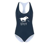 Polo Sylt Costume da Bagno con Motivo Logo e Cut-out da Donna Dk Blue/Wht Dif 36