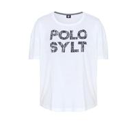 Polo Sylt mit Print im Label-Stil T-Shirt con Stampa a pigmenti in Stile Etichetta, 11-0601 Bianco Brillante, 52 Donna