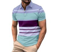 Polo Uomo a Maglia, Chiusura a Pulsanti con Tela a Texture, Maglia Casual Monocolore, Taglio Slim a Maniche Corte, Estivo per Golf e Uscite(A7-Purple, XXL)