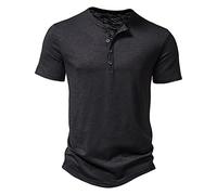 Polo Uomo Casual Colore Solido Manica Corta Uomo Traspirante Moda Giovani Moderna Causale Uomo Sport Bottoni Lavoro T-Shirt Uomo B-Black M