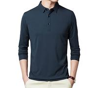 Polo Uomo Cotone Manica Lunga Polo Shirt Maschio Classico Colori Solidi Slim Fit Tee Shirt Uomini Oversize Abbigliamento, Verde, XL