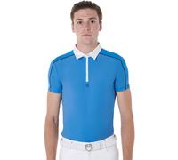 Polo uomo da concorso a manica corta con zip e inserti in mesh Equestro