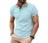 Polo Uomo Golf Classico Basico T-Shirt con Abbottonatura Leggero Moda Casual Manica Corta vestibilità Regolare Comodo Traspirante Camicia Sportiva J-Light Blue XL