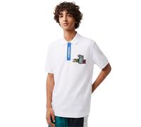 Polo uomo Lacoste Petit Piqué con chiusura a contrasto, bianca S