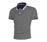 Polo Uomo Manica Corta Polo Estate Casual Polo Sport Golf Tennis Regular Slim Polo Maglietta Business Polo per Uomo Quick Dry Top Sportivi Henley T Shirt Taglio, grigio, XL
