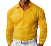 Polo Uomo Manica Lunga Elegante Comodi Lavoro Casual Maglie Basic Firmate Regular Fit Traspirante Polo Tennis Slim Fit Manica Lunga Tinta Unita Maglietta Golf Primavera Leggera Bottoni T-Shirt
