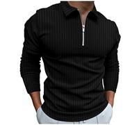 Polo Uomo Manica Lunga Firmate Elegante Lavoro Regular Fit Maglie Risvolto Casual Basic Traspirante Polo 1/4 Zip Tennis Leggera Manica Lunga Maglietta Primavera Golf Business Tinta Unita T-Shirt