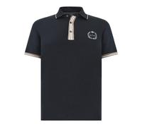 Polo X-Soft in cotone interlock con ricamo araldico e dettagli a righe, Uomo, Blu, Taglia: M