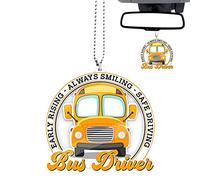 pologmase Portachiavi autista di autobus - Portachiavi con ciondolo in acrilico per autista di scuolabus | Regali pendenti portatili leggeri appendibili per donne, uomini, ragazzi, ragazze