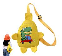 pologmase Zaino a tracolla per bambini | tasca sul petto dei dinosauri cartoni animati | Zaino da viaggio unisex con una spalla per bambini, ragazzi e ragazze
