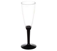 POLOPLAST PZ 100 CALICE FLUTE BASE NERA BLACK CHAMPAGNE BICCHIERI PROSECCO TRASPARENTI HAPPY HOUR APERITIVO APERICENA USA E GETTA