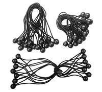 Polpi elastici, tenditori elastici, 30 pezzi, tenditore elastico, nero, 15 cm e 20 cm, corda elastica con sfera, elastici con sfera, per banner, teloni, tende da campeggio