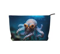 Polpo con la borsa cosmetica del velluto a coste di grande capacità del modello degli occhi grandi, borsa impermeabile alla moda di stoccaggio degli articoli da toel, Nero , Taglia unica