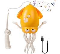 Polpo danzante elettrico, giocattolo con sensore intelligente ricaricabile | tramite USB, Luci a LED e musica, evitamento degli ostacoli, canna da pesca, gioco sulla pancia(yellow)
