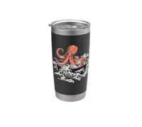 Polpo giapponese stile Ramen Noodle Bowl Beach Waves Bicchiere termico in acciaio inox doppia parete