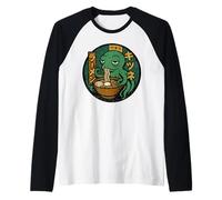 Polpo Kawaii Mangiare Ramen - Cute Japanese Food Art Maglia con Maniche Raglan